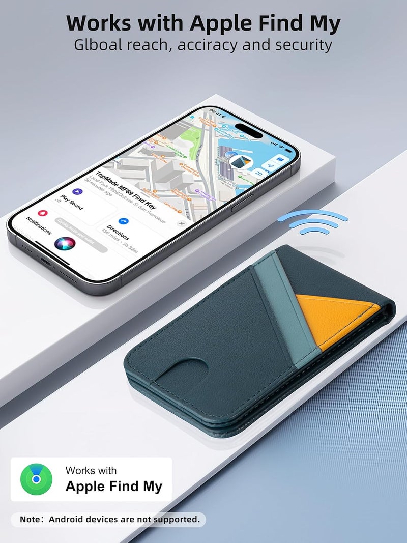 TopMade for MagSafe Wallet Stand, Works with Apple Find My, Magnetic Wallet for iPhone 17/16/15/14/13/12 Series, for iPhone Wallet with Finder Tracker, 6 Card Holder, RFID Blocking, Blue & Orange - Image 2